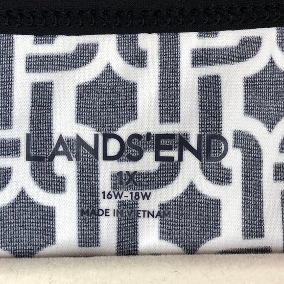 Lands' End Black and White Geometric Print Jersey Knit Long Sleeve Top Comfy - Picture 7 of 8